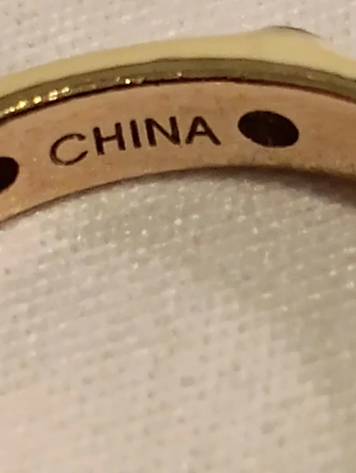 925 Sterling Silver China Hidalgo Gld Tne Enamel  Pink Cubic Zrconia Ring Size 7 - Image 4 of 4