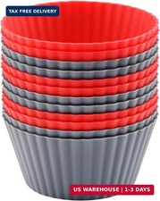 12 Pack Reusable Nonstick Jumbo Silicone Baking Cups, Cupcake and Muffin Liners,