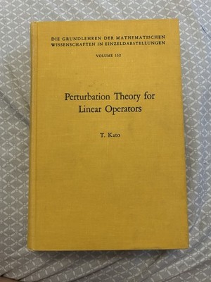 Perturbation Theory For Linear Operators By Kato
