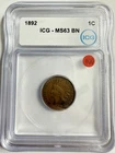 1892  Indian Cent Penny - ICG MS 63 BN - Just Graded/New Holder