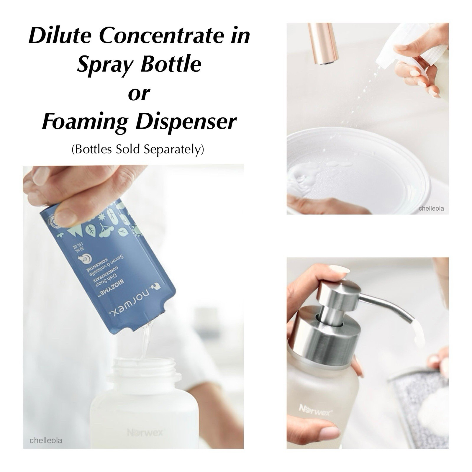 NEW Norwex BioZyme Dish Soap Concentrate 3x 1oz Packets 48oz diluted Lemon Scent