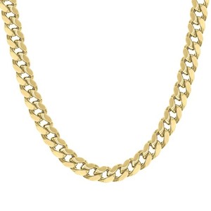 Authentic Sterling Silver Yellow Gold Plated 11mm Hollow Miami Cuban Chain | 20" to 24"