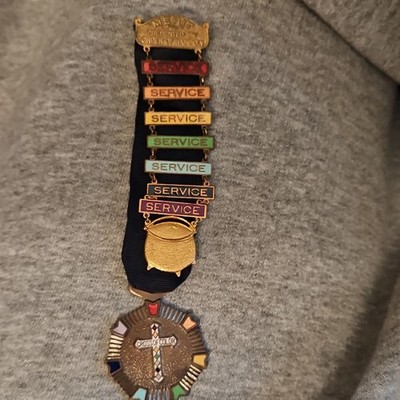 Masonic Order of Rainbow Merit Service Cross Medal with Multi-Color Bars