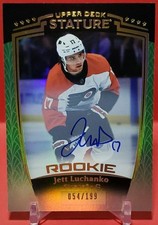 🌟 2024-25 STATURE HOCKEY ROOKIE JETT LUCHANKO AUTO GREEN #'D 54/199 FLYERS 🌟