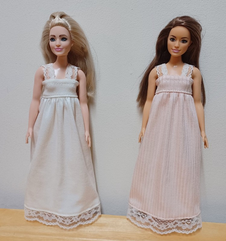 Curvy Barbie 11 1/2" Doll Clothing Peach and Cream nightgowns