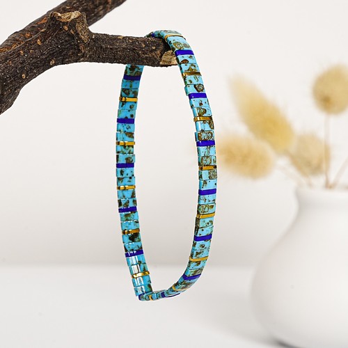 Tile Tila Bracelet,Stackable Boho Glass Bead Bracelet,Summer Jewelry OCEAN REEFS - Picture 18 of 39