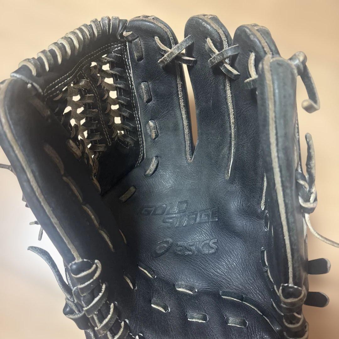 Asics Black Leather Baseball Glove, Hardball, Lightweight, All-Round Use thumbnail 3