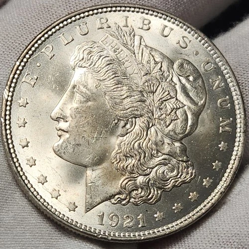 1921 P Morgan Silver Dollar, 90% Silver, Choice Almost Uncirculated, Morg-2139p5