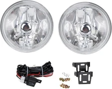 YLT AUTO Pair Universal 4 Inch Round Fog Light Chrome Housing Halogen Fog Lamp