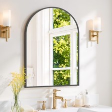 Arched Wall Mirror 30x20 Inch Black Bathroom Vanity Mirror with Metal Frame, ...