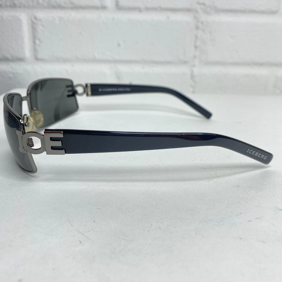 Винтажный Iceberg IG 85644 180 черный серебряный льда логотип черный объектив прямоугольный h2232 - Изображение 3 из 4