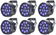 6 Eliminator Mini Par UV LED DMX Par Can Blacklights For DJ/Stage/Clubs/Bars ADJ
