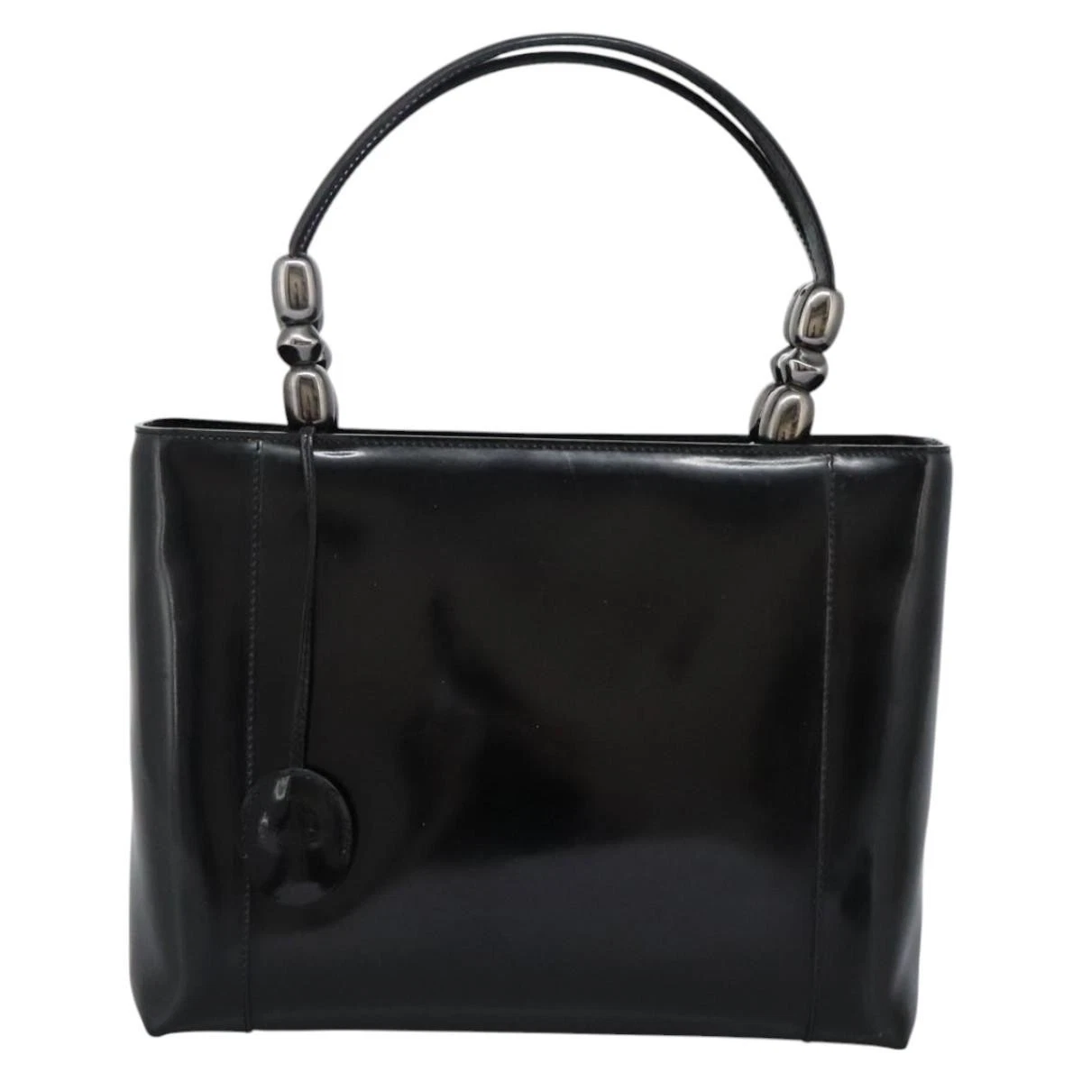 Sac à main Dior Lady Perla en cuir verni noir authentique