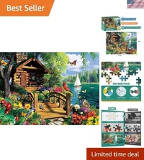 300 Piece Puzzles for Adults,Lake Cabin Jigsaw Puzzle for Adults Kids Elderly...