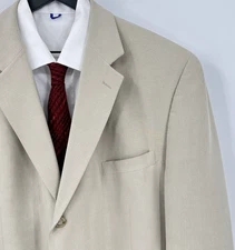 COCONUT GROVE jacket blazer sport coat 100% silk business three button beige 48L