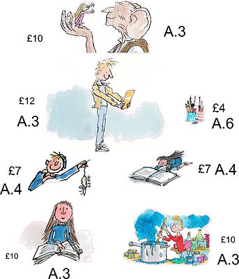 ROALD DAHL WANDBILD AUFKLEBER AUSWAHL Größen auf Anzeige alles enthalten
