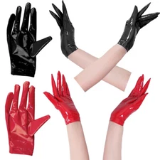 Women Shiny PVC Leather Short Gloves Cosplay Party Latex PU Mittens Clubwear New