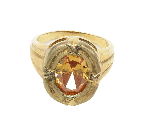 ROSS SIMON 925 Silver  Citrine Shiny Gold Plated Cocktail Ring Sz 10  RG16546