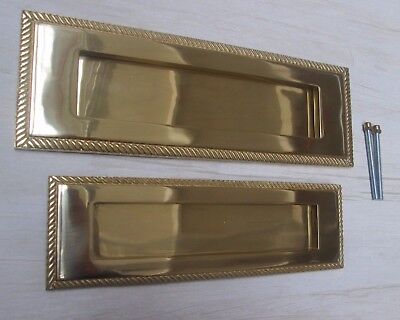 12" x 4" HEAVY SPRUNG SOLID BRASS LARGE LETTER BOX POSTAL PLATE COVER VICTORIAN