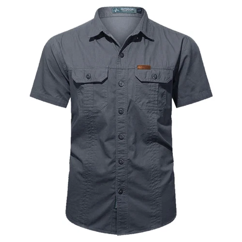 Hombres Camisas de Verano Camisas de Manga Corta Informales Camisa de Playa con Botones con Bolsillo - Imagen 38 de 54