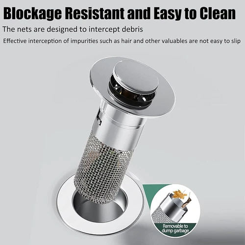 304 Stainless Steel Sink Drain Stopper Hair Catcher for 34-40mm Bathroom Basin - Picture 11 of 15