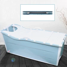 Foldable Bathtub Adults Large Freestanding Portable Plastic Shower Bucket Blue