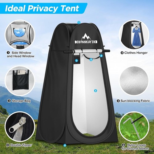 Portable Toilet with Pop up Privacy Tent Camping Outdoor Shower Changing Room - Picture 4 of 8