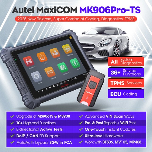 2025 Autel MaxiCOM MK906 Pro-TS Coding TPMS System 36+Service Diagnostic Scanner - Picture 2 of 12