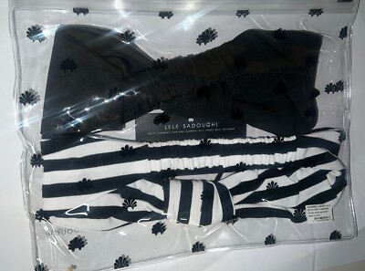 Lele Sadoughi Set of 2 Betty Headbands Striped Solid Black 