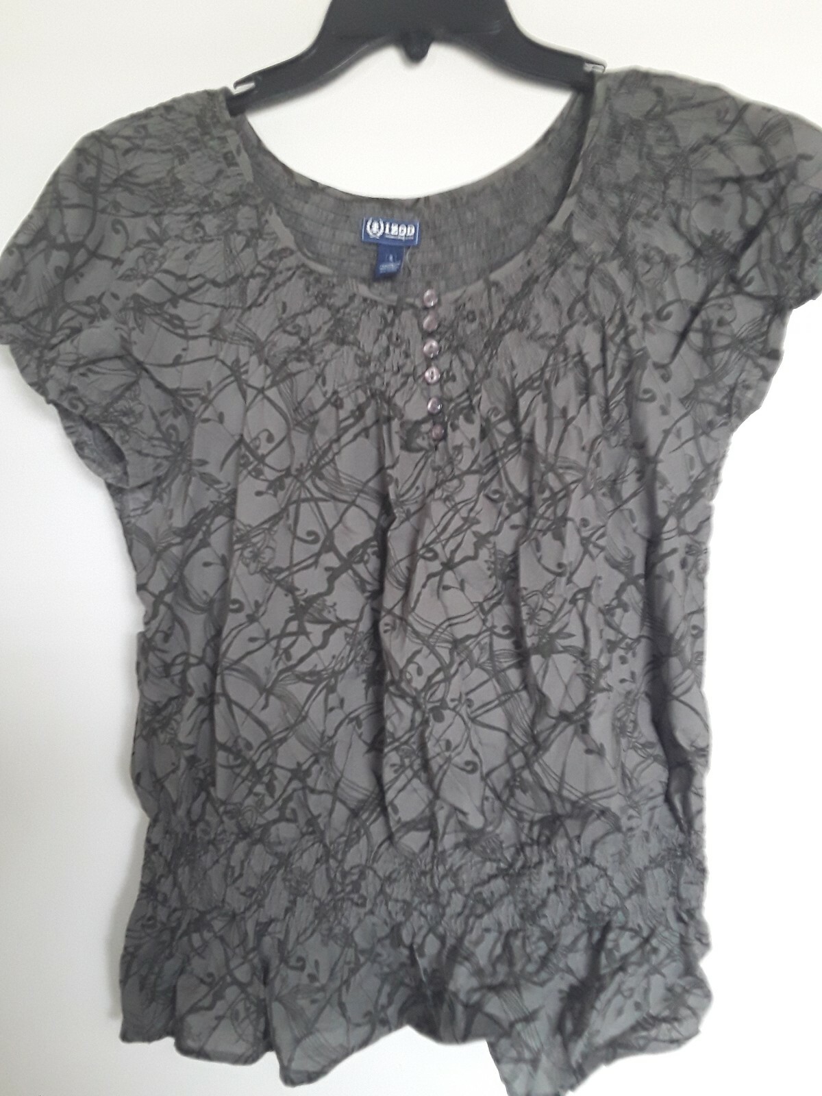 Women Izod Olive Peasant Shirt Top Blouse Sz S