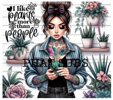 20oz Sublimation Tumbler Wrap I Like Plants Ready to Press Heat Transfer