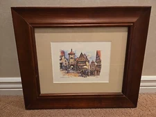 Detlev Nitschke Watercolor Painting Rothenburg O.D. Tauber Print, German Artist