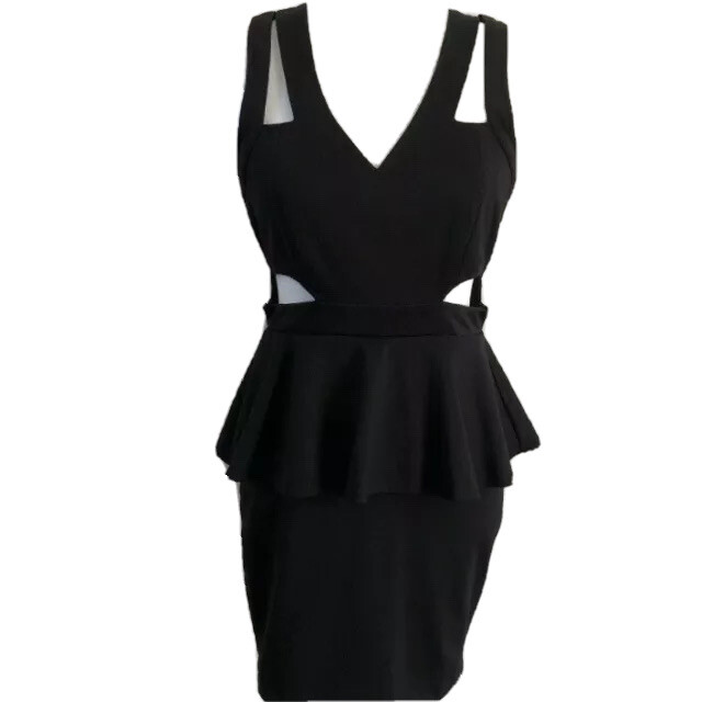 Sparkle & Fade Peplum Dress Strappy Cutouts Open Back Ruffle Overlay Skirt  Sz 0 | eBay