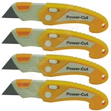 4-Pack Folding Utility Knife Box Cutter, Quick Change Blade with Lock Blade