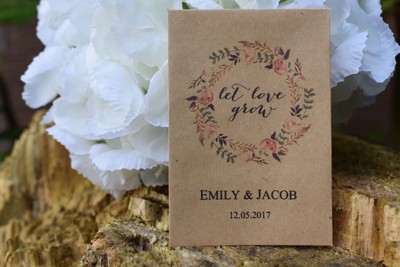 no seeds 180 Wedding Personalised Seed FavoursLet Love Grow Seed Packets