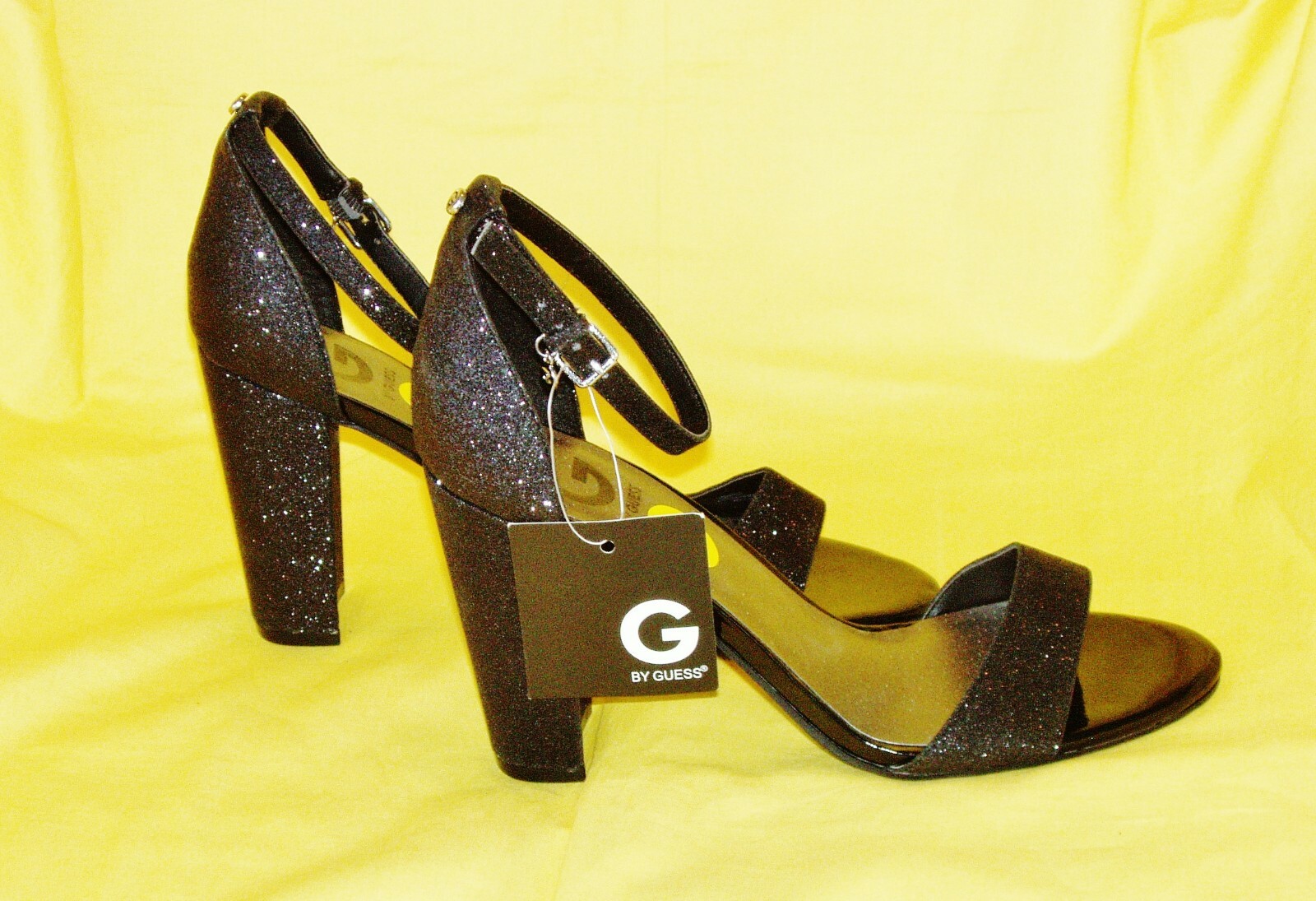 GUESS WOMEN'S DESIGNER ANKLE STRAP SHIMMERY BLACK HEELS SHOES SIZE 9 NWOB |  eBay