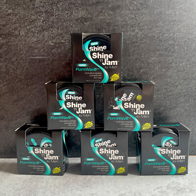 6 Shine 'n Jam For Men Pom Wave Waxless Pomade with Firm Hold Ampro 2 oz Pomwave
