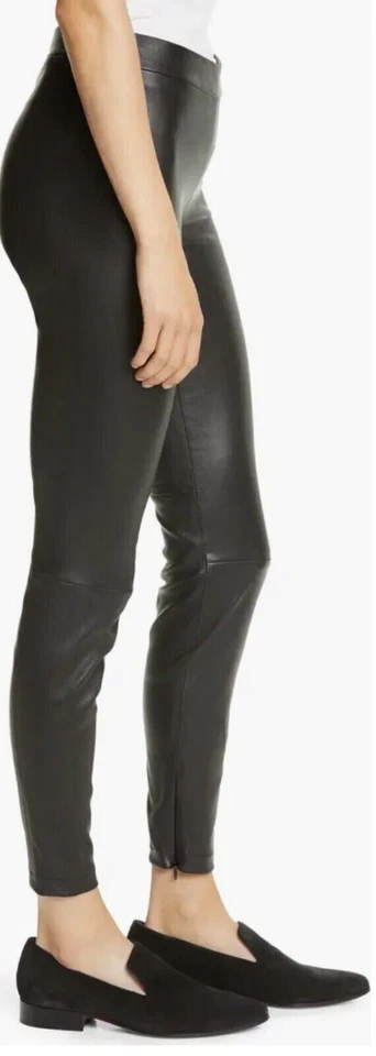 VINCE Negro Cordero Cuero Cremallera al Tobillo Leggings Pantalones - Pequeños - Venta al por menor $1150 Foto 4 de 4