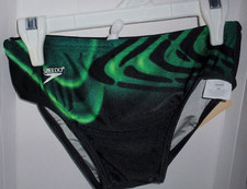 VINTAGE NOS 1980'S MENS SPEEDO DRAWSTRING SWIMSUIT 28 BRAND NEW GREEN DESIGN