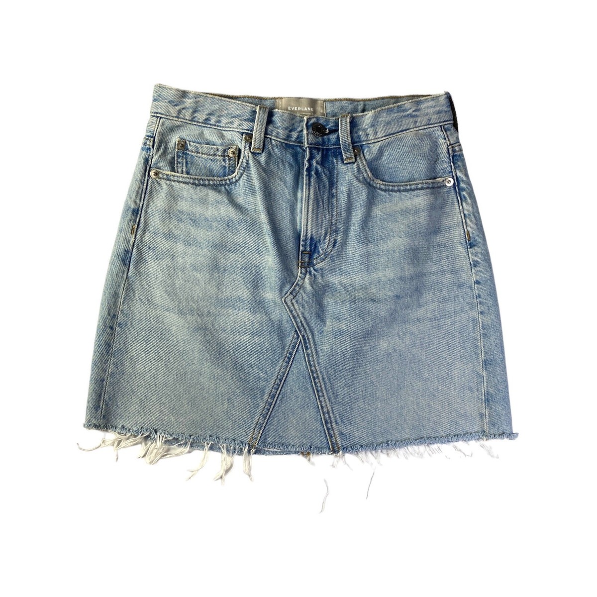 Everlane Womens Size 25 Light Blue Denim Reconstructed Cutoff Mini Skirt  Jean