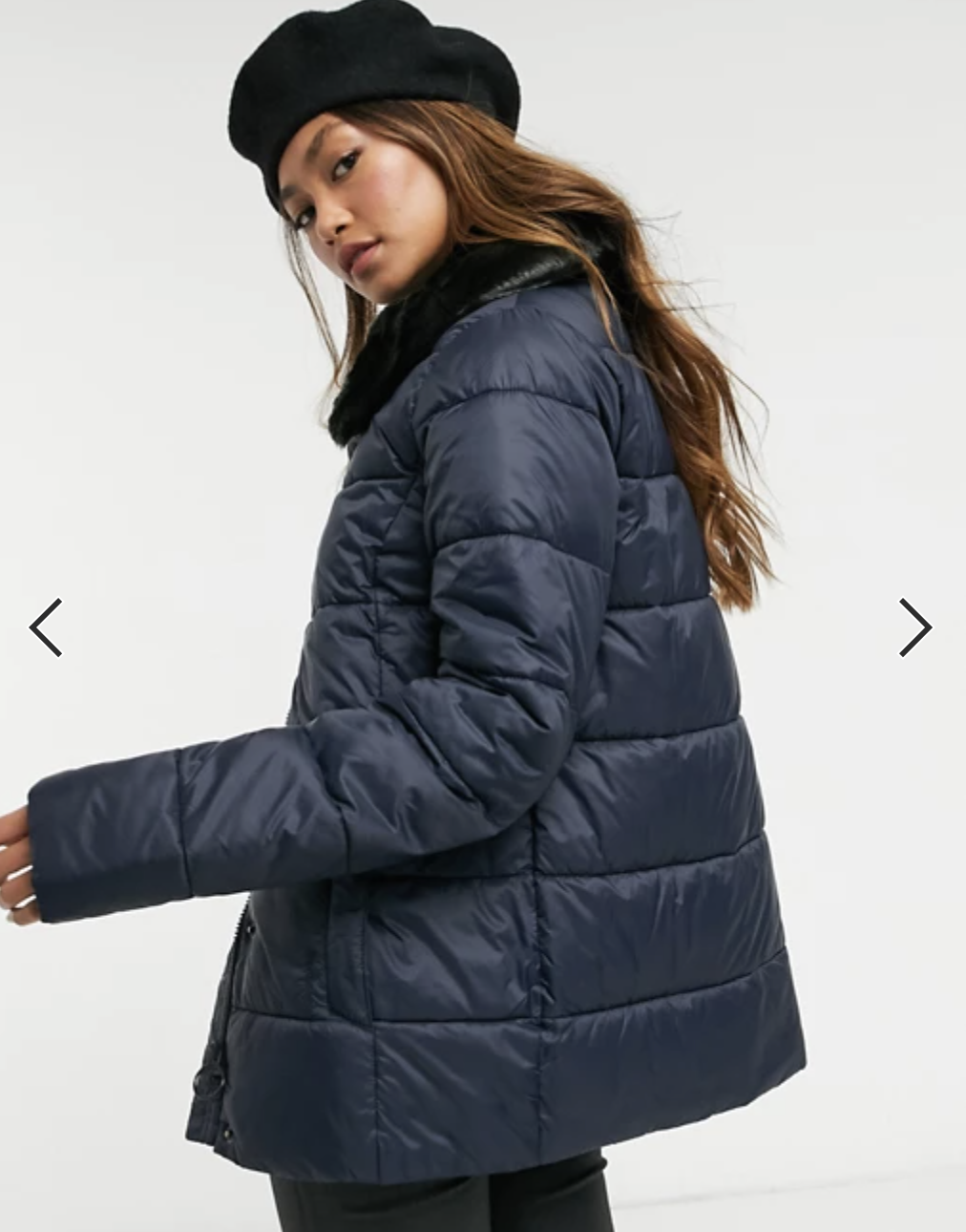 Mullein Faux Fur Collar Quilted Coat 