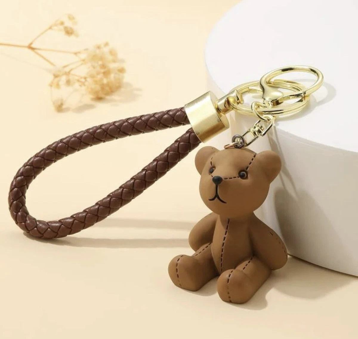  Sparkle Nice Bear Keychain Tassel Leather Rope