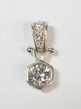 Sterling Silver Cubic Zirconia Hexagon Pendant