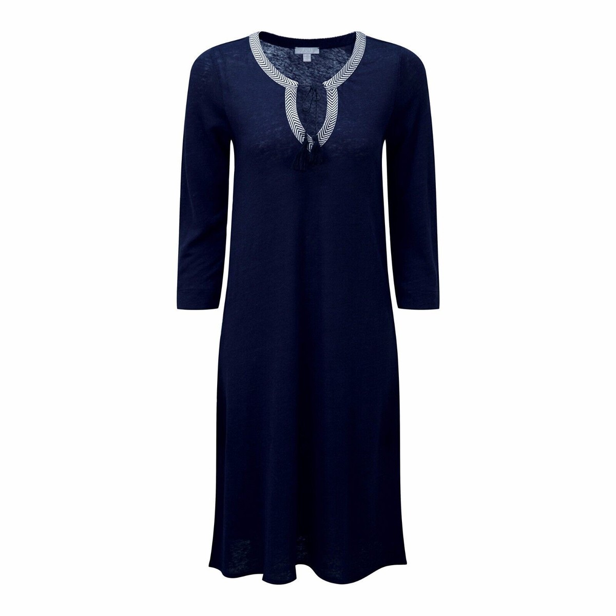 Pure Collection Navy Linen Jersey Tie Neck Dress Size UK 12 LF7 MM 16 | eBay