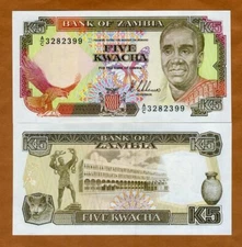 Zambia, 5 Kwacha, ND (1989), P-30, UNC