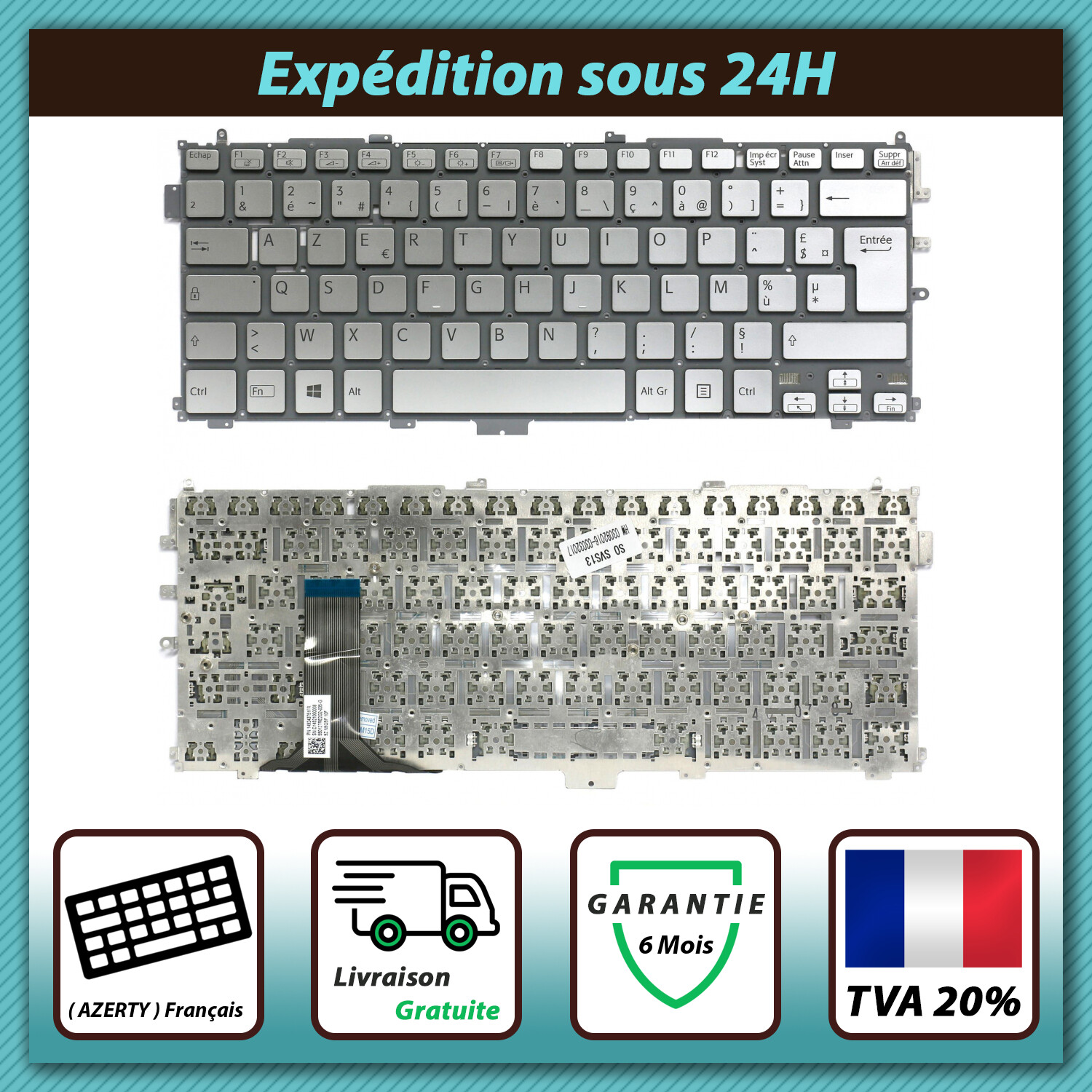 Clavier AZERTY Français Original Pour Sony PCG 71212T - Occasion - Fonctionnel