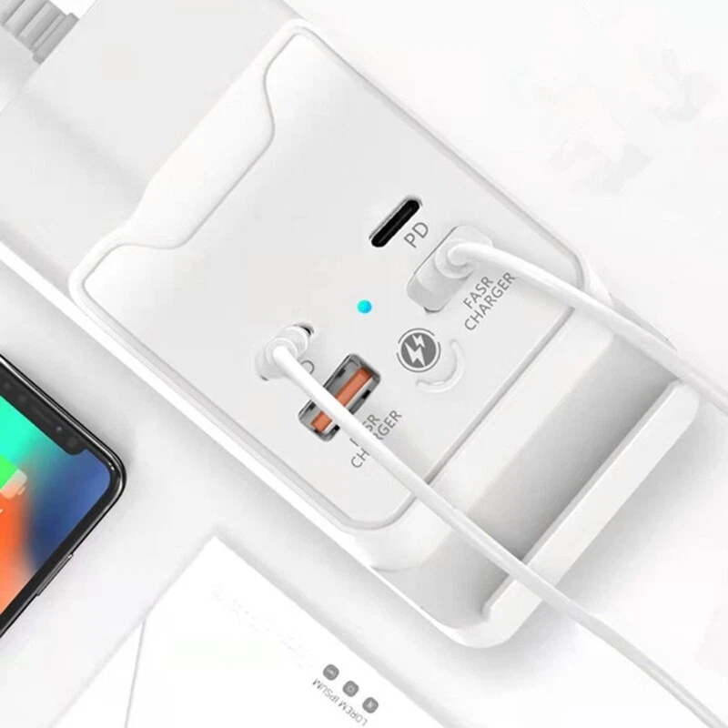 4-Port USB Hub for Charging Multiple Devices with Power Adapter