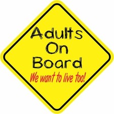 5in x 5in Adults On Board Sticker Car Truck Vehicle Bumper Decal