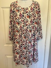 Old Navy Tall S Fit Flare Dress Pink Floral Empire Waist Flowy LS So Lovely EUC!