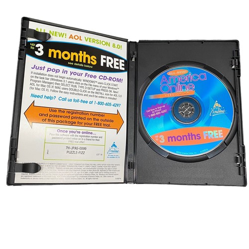 AOL 8.0 All New Sticker Up To 3 Months Free CD Computer Software in Clamshell - Picture 3 of 3